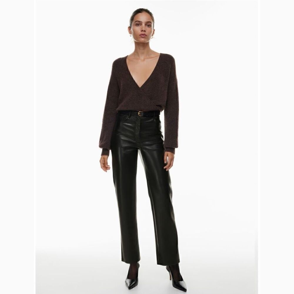 Wilfred High Waist Vegan Leather Melina Pant chocolate brown